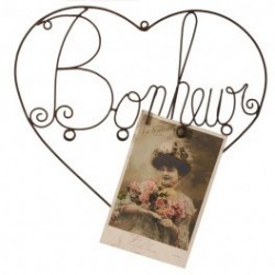Porte photos mural coeur "bonheur" 