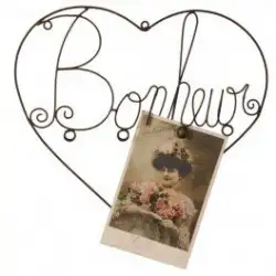 Porte photos mural coeur "bonheur" 