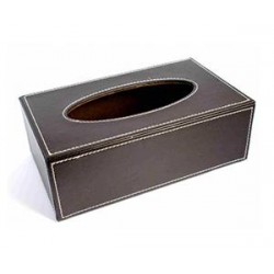 Boite à mouchoirs simili cuir marron foncé