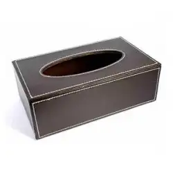 Boite à mouchoirs simili cuir marron foncé