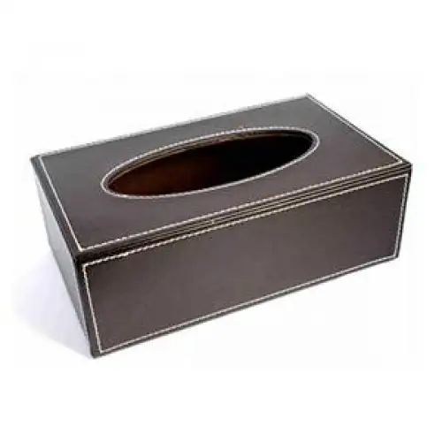 Boite à mouchoirs simili cuir marron foncé