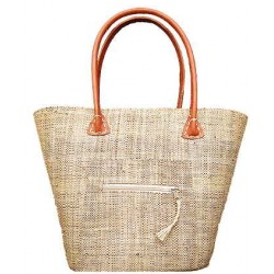 Panier en rabane blanc