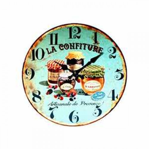 Horloge pendule cuisine retro vintage confiture bleue