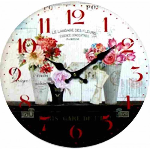 Horloge murale Fleurs vintage