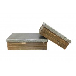 Boites rangement rectangulaires en zinc et bois