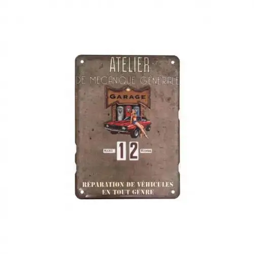 Calendrier Vintage atelier mécanique en métal