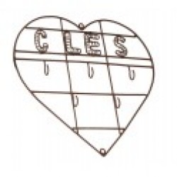 Porte clés 5 crochets "coeur" en metal 