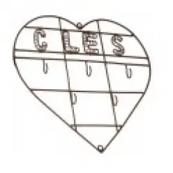 Porte clés 5 crochets "coeur" en metal 