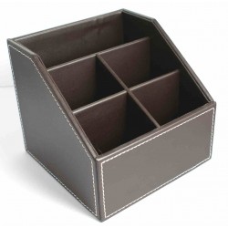 Range télécommande en simili cuir marron foncé