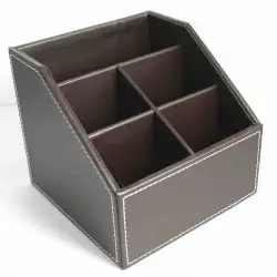 Range télécommande en simili cuir marron foncé