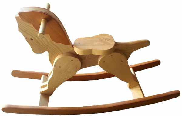 Cheval à bascule en bois